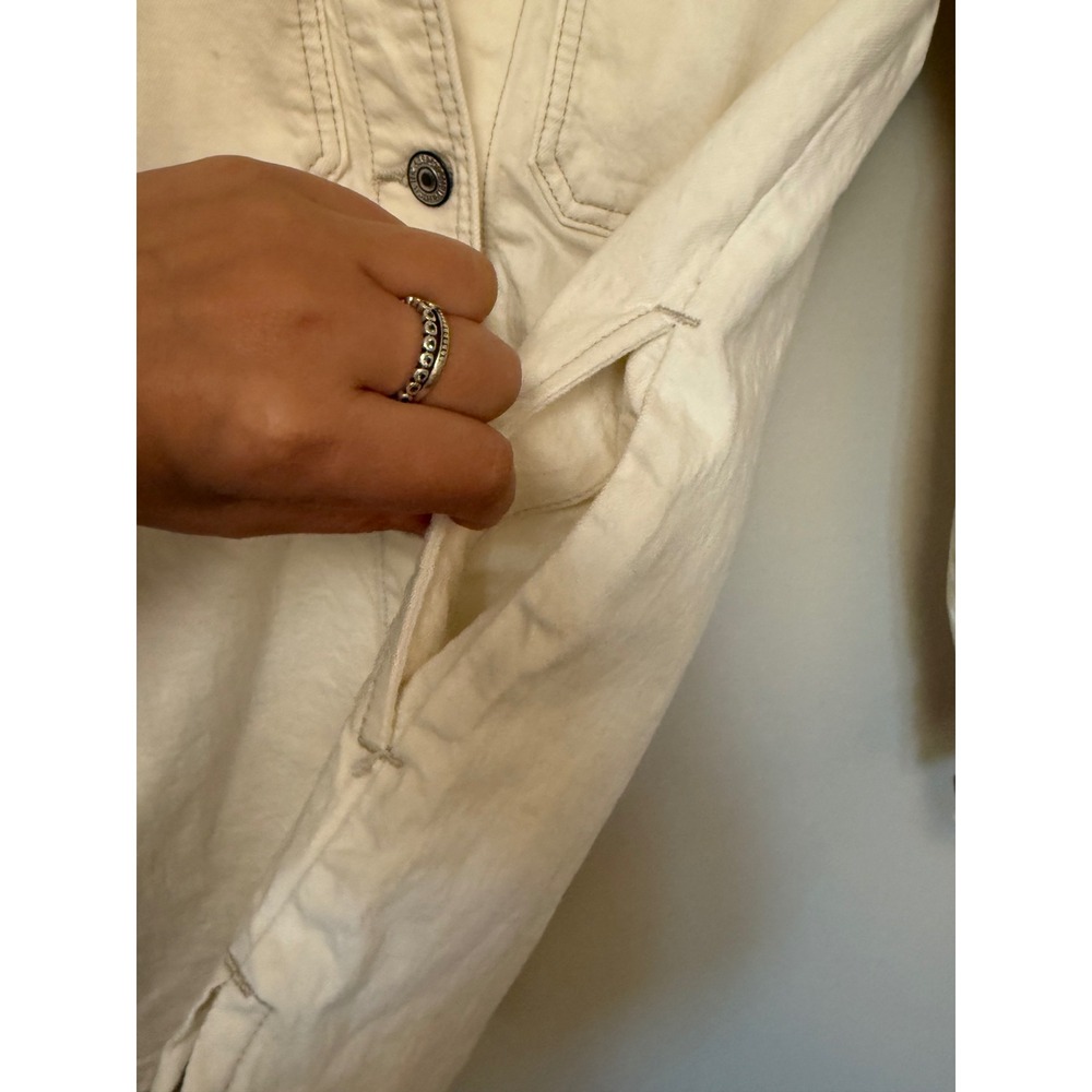 Abercrombie & Fitch Cream Denim Shirt Jacket Shacket Off-White XS - Picture 5 of 9